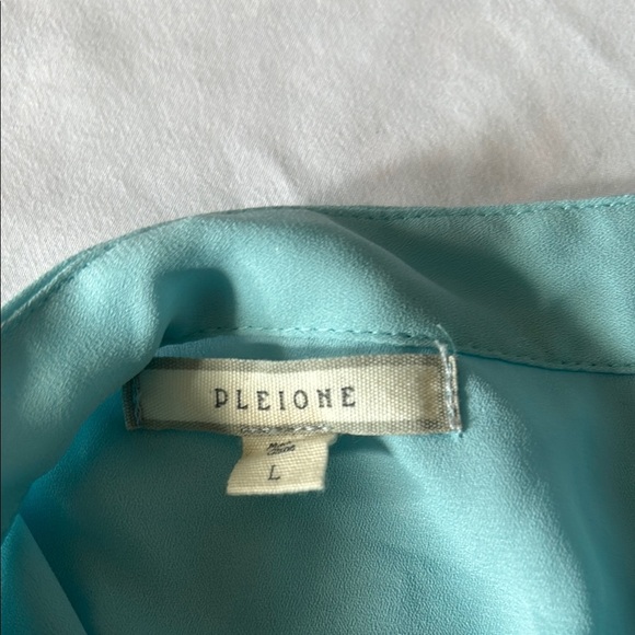 Powder Blue Long Sleeve Tie Front Blouse - Picture 6 of 8